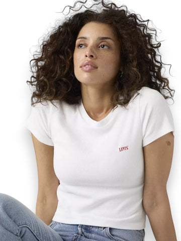 Levi's Essential Sporty Tee Emb White - T-Shirt Donna - Bianco