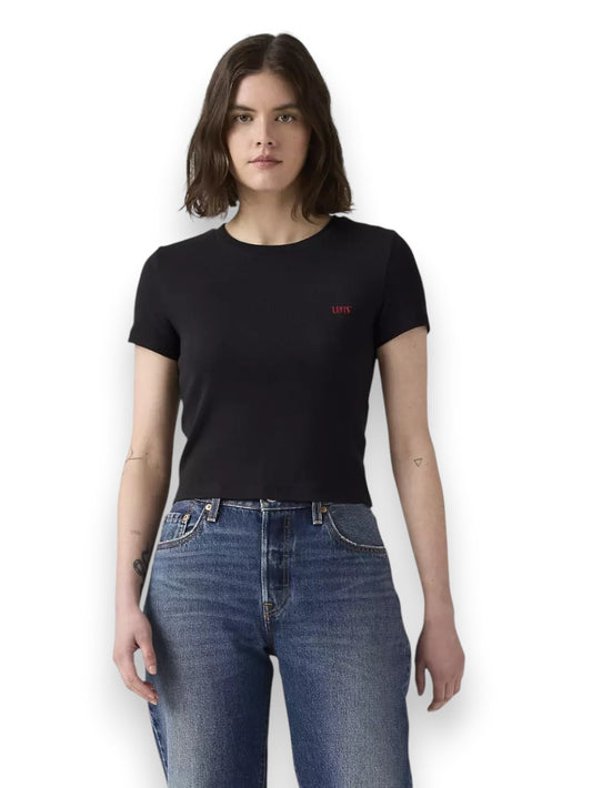 Levi's Essential Sporty Tee Emb Cavia - T-Shirt Donna - Nero