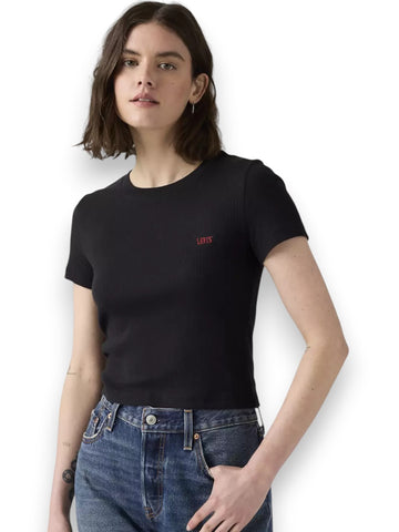 Levi's Essential Sporty Tee Emb Cavia - T-Shirt Donna - Nero