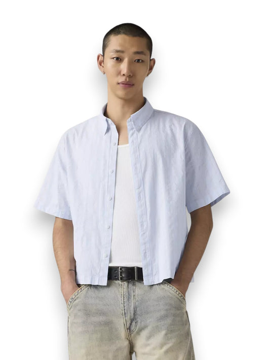 Levi's Ss Lama Boxy Shirt Bernal Stri - Camicie Uomo - Celeste