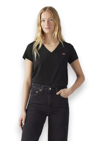 Levi's Perfect Vneck Caviar - T-Shirt Donna - Nero