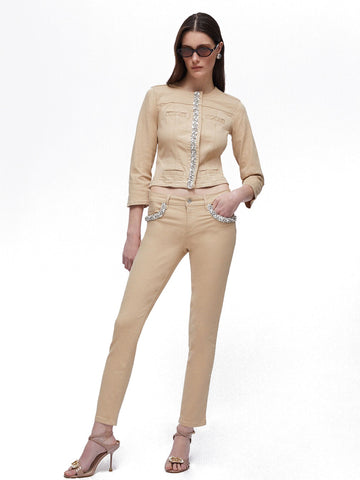 Liu-Jo White Pantalone Donna - Cream Beige Applicaz