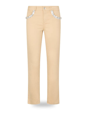 Liu-Jo White Pantalone Donna - Cream Beige Applicaz