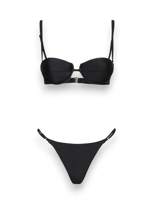 Me Fui Reggiseno Ferretto Slip Regolabile - Costumi Donna - Nero