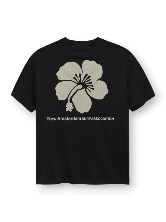 New Amsterdam Surf Association Hibiscus Tee Blk - T-Shirt Uomo - Nero