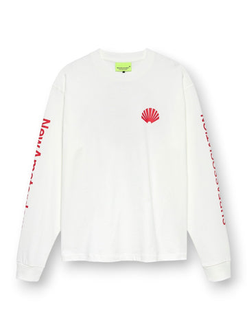 New Amsterdam Surf Association Logo Longsleeve Wht - T-Shirt Uomo - Bianco/rosso