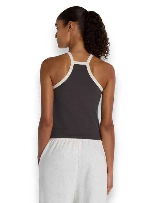 New Balance Cotton Racer Tank - T-Shirt Donna - Grigio/Bianco