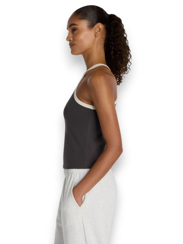 New Balance Cotton Racer Tank - T-Shirt Donna - Grigio/Bianco