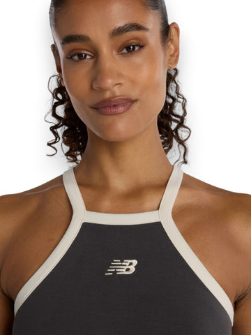 New Balance Cotton Racer Tank - T-Shirt Donna - Grigio/Bianco