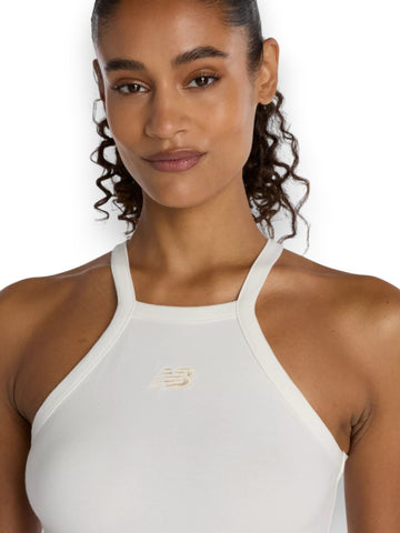 New Balance Cotton Racer Tank - T-Shirt Donna - Panna
