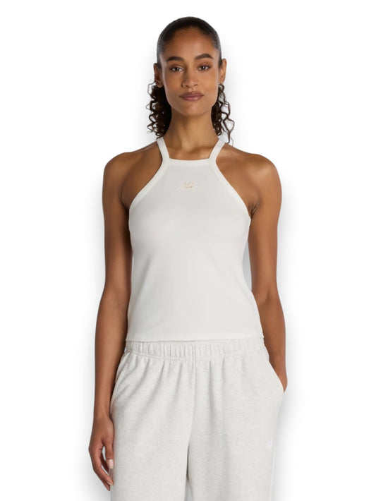 New Balance Cotton Racer Tank - T-Shirt Donna - Panna