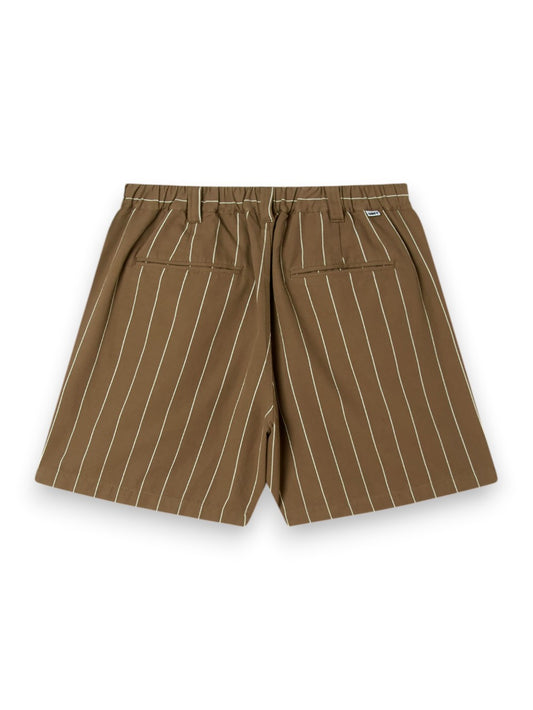 Obey Foster Stripe Pleated Short - Shorts Uomo - Fango