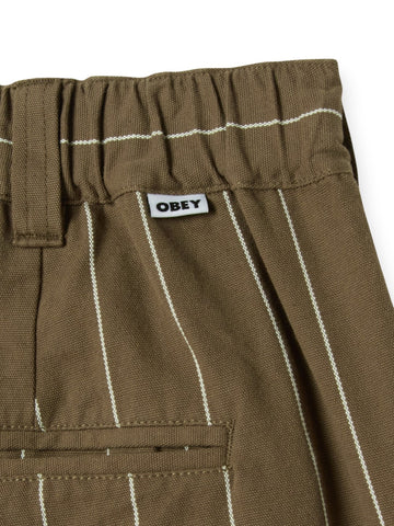 Obey Foster Stripe Pleated Short - Shorts Uomo - Fango