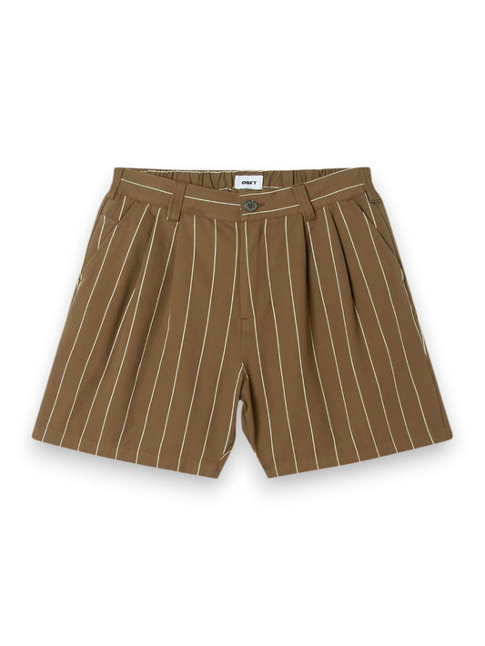 Obey Foster Stripe Pleated Short - Shorts Uomo - Fango