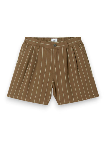 Obey Foster Stripe Pleated Short - Shorts Uomo - Fango