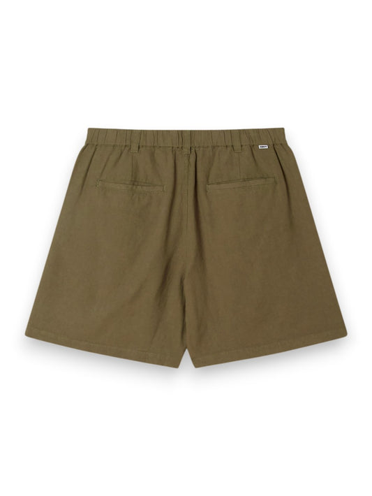Obey Foster Pleated Linen Short - Shorts Uomo - Verde Militare