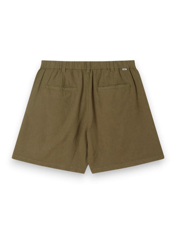Obey Foster Pleated Linen Short - Shorts Uomo - Verde Militare