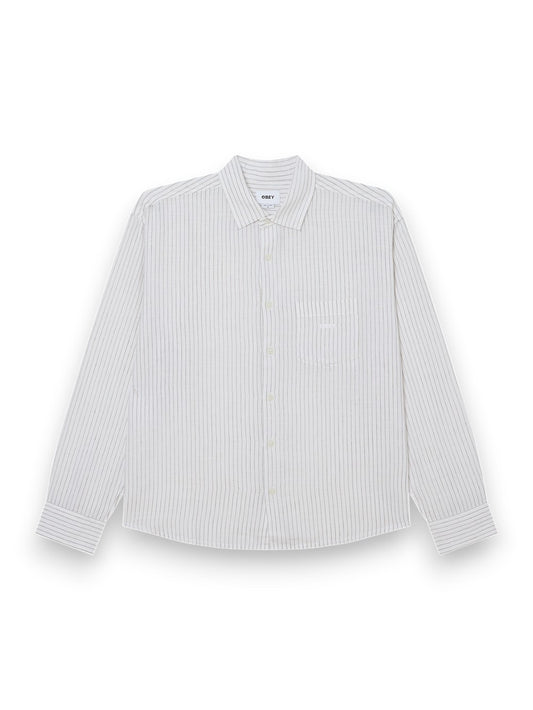Obey Nelson Woven - Camicie Uomo - Bianco/nero