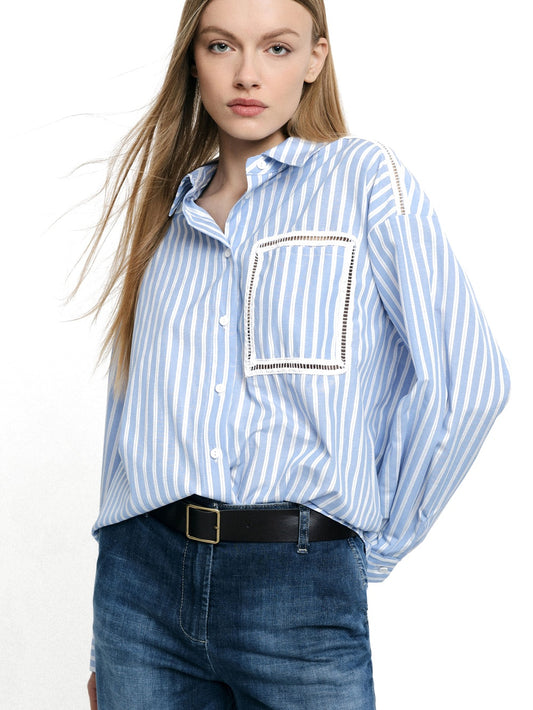 Please Camicie Donna - Azzurro/Bianco