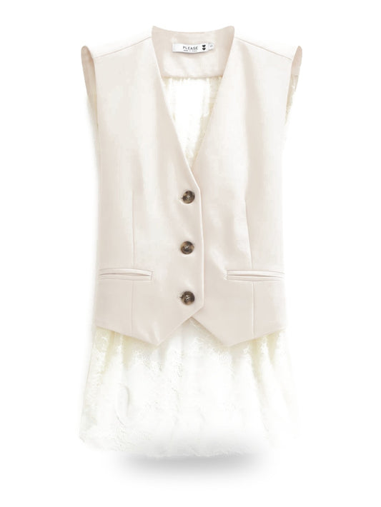 Please Gilet Donna - Gesso