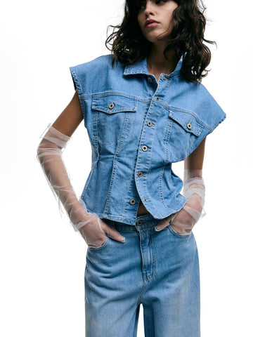 Please Gilet Donna - Blu Denim