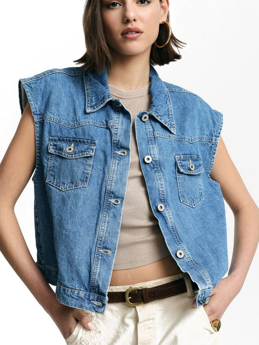 Please Gilet Donna - Blu Denim