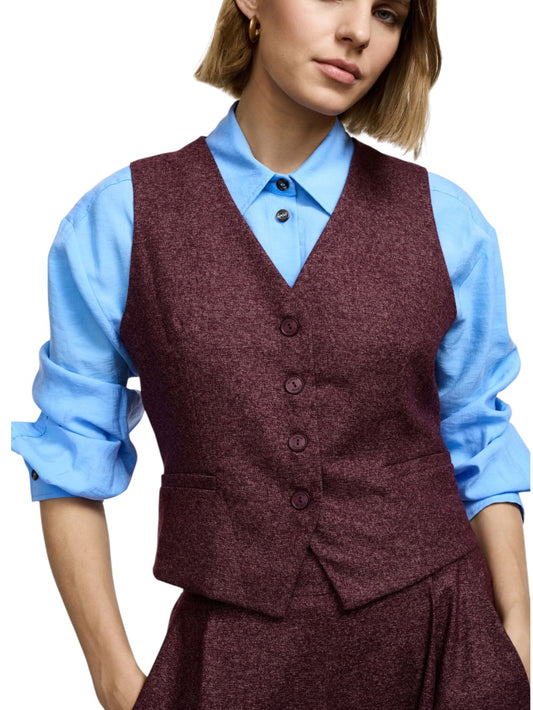 Please Gilet Donna - Bordeaux/Bianco