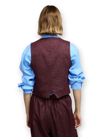Please Gilet Donna - Bordeaux/Bianco