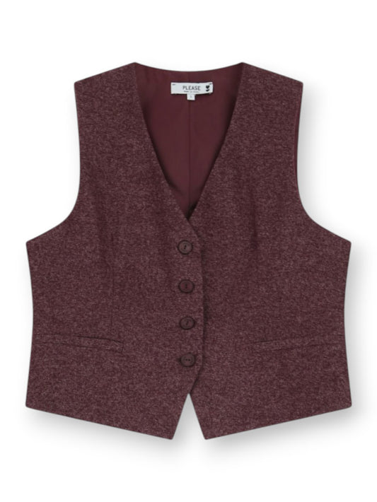 Please Gilet Donna - Bordeaux/Bianco