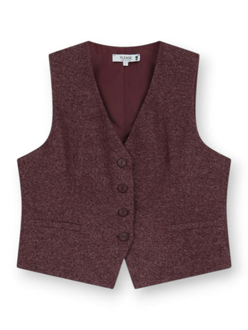 Please Gilet Donna - Bordeaux/Bianco