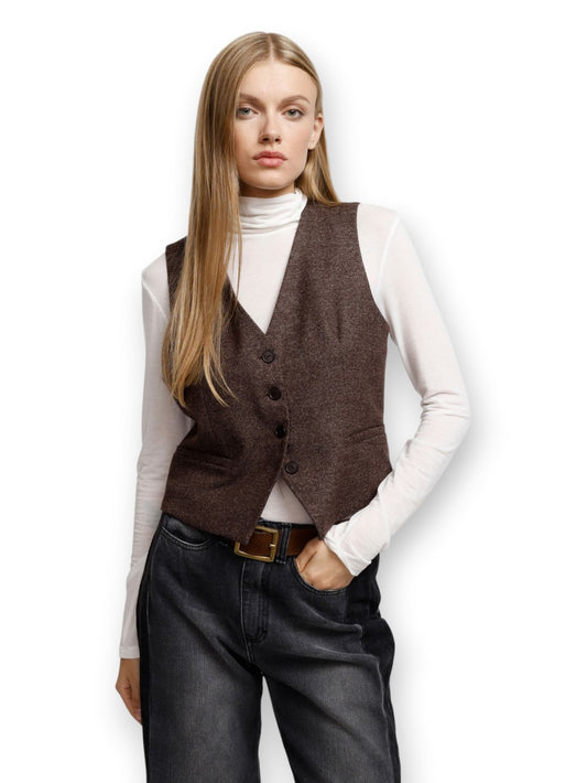 Please Gilet Donna - Cioccolato/Bianco