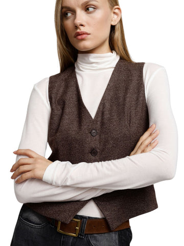 Please Gilet Donna - Cioccolato/Bianco