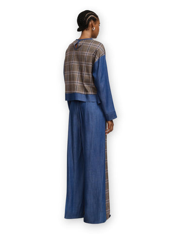 Please Pantaloni Donna - Cammello/Blu