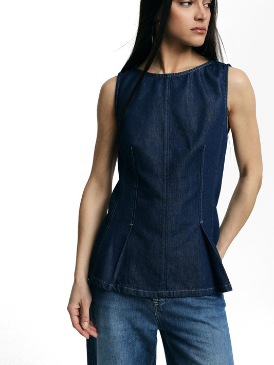 Please T-Shirt Donna - Blu Denim