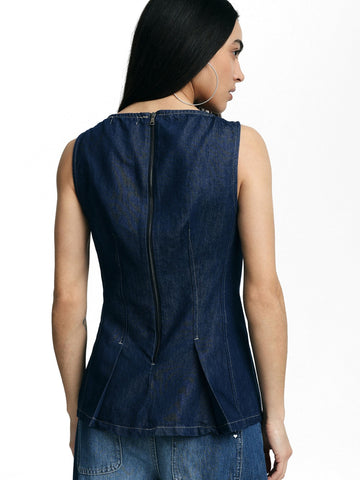 Please T-Shirt Donna - Blu Denim