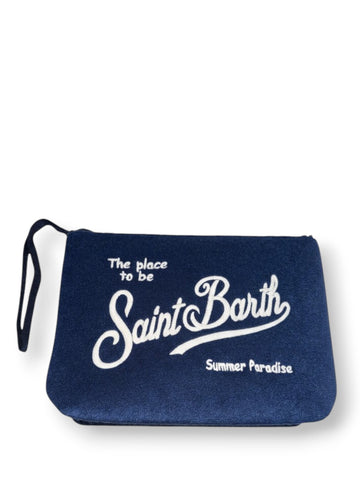 Saint Barth Aline Sponge Terry Embossed Stripes Tiny V 36 Emb - Borse Donna - Blu