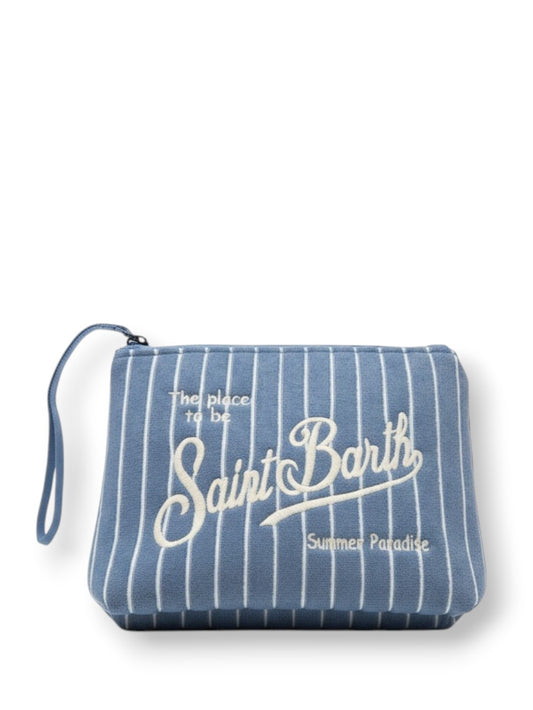 Saint Barth Aline Sponge Terry Embossed Stripes Tiny - Borse Donna - Celeste