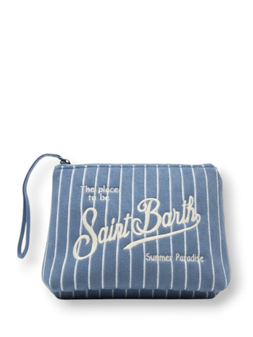 Saint Barth Aline Sponge Terry Embossed Stripes Tiny - Borse Donna - Celeste