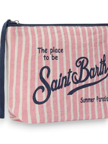 Saint Barth Aline Linen Linen 11 Beige - Borse Donna - Bianco/Rosa