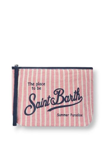 Saint Barth Aline Linen Linen 11 Beige - Borse Donna - Bianco/Rosa