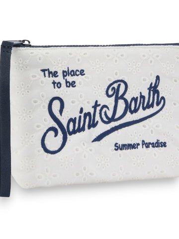 Saint Barth Aline Sangallo Cotton Mini Flowers Embry 21 Emb - Borse Donna - Bianco