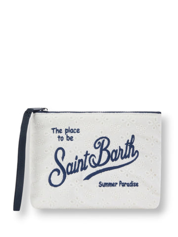 Saint Barth Aline Sangallo Cotton Mini Flowers Embry 21 Emb - Borse Donna - Bianco