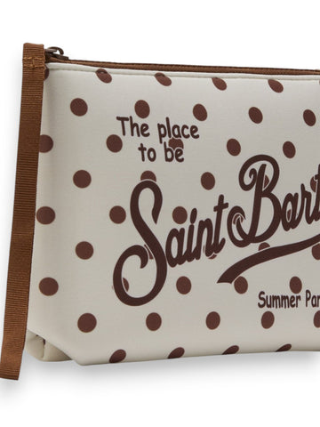 Saint Barth Aline Regular Pois 1118 - Borsa Donna - Panna/Marrone