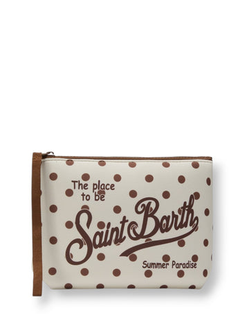 Saint Barth Aline Regular Pois 1118 - Borsa Donna - Panna/Marrone