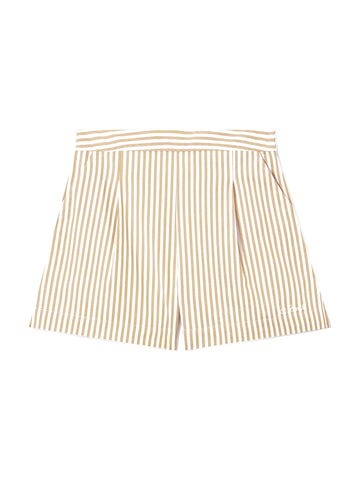 Saint Barth Amani Linen Sand Leopard 19 Fringe - Shorts Donna - Beige/Bianco