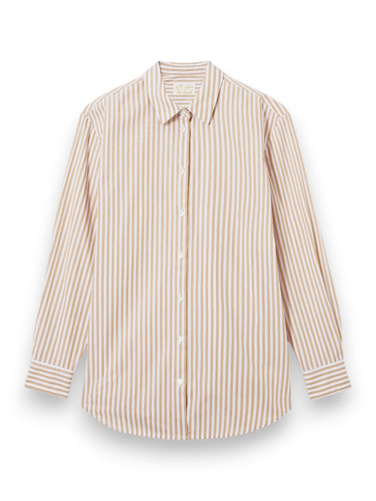 Saint Barth Brigitte Cotton Beach Stripes - Camicia Donna - Bianco/Beige