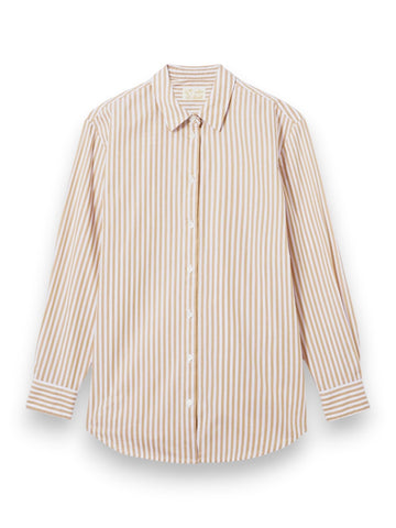 Saint Barth Brigitte Cotton Beach Stripes - Camicia Donna - Bianco/Beige