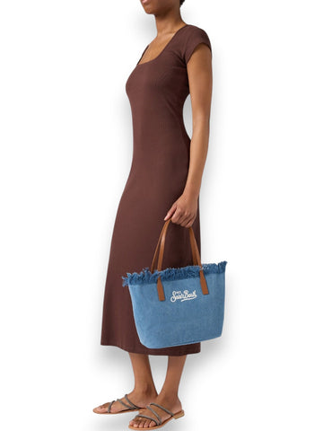 Saint Barth City Bag Mid Fringe Hb Stripes 61 Emb - Borse Donna - Denim