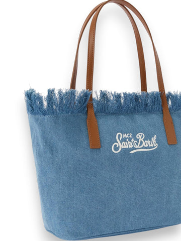 Saint Barth City Bag Mid Fringe Hb Stripes 61 Emb - Borse Donna - Denim