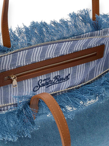 Saint Barth City Bag Mid Fringe Hb Stripes 61 Emb - Borse Donna - Denim